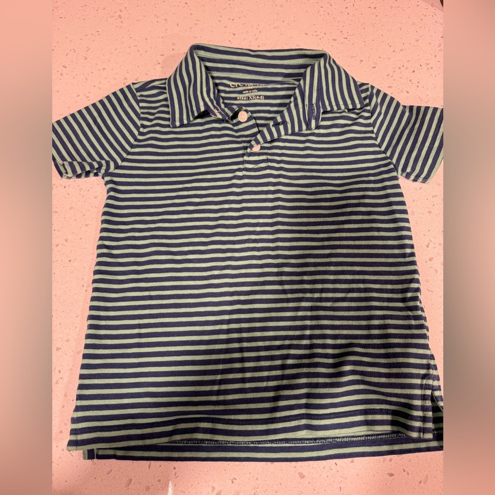 Crewcuts Navy and Green Striped Polo Shirt